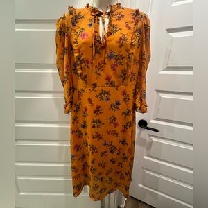 Chiffon Floral Ruffled long sleeve dress size L